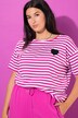 Vannrett stripet skjorte, oversized, neonhjerte, rund hals, halvermer