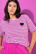 Vannrett stripet skjorte, oversized, neonhjerte, rund hals, halvermer
