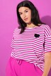 Vannrett stripet skjorte, oversized, neonhjerte, rund hals, halvermer