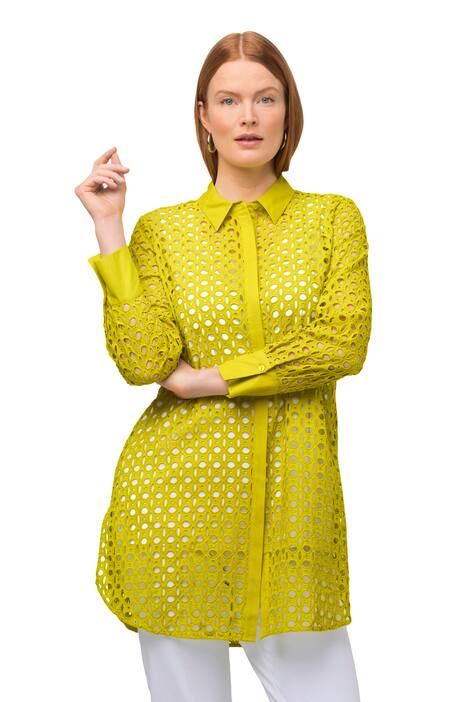 Dlouhá halenka, krajkový úplet, límeček, dlouhé rukávy