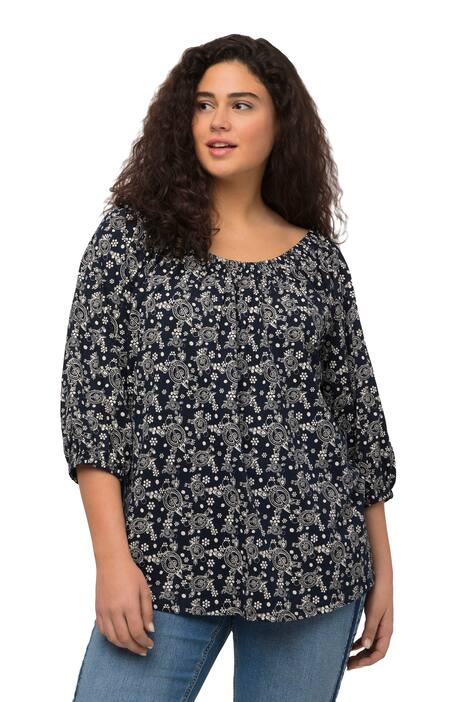 Halenka, želvy, Carmen výstřih, 3/4 rukávy