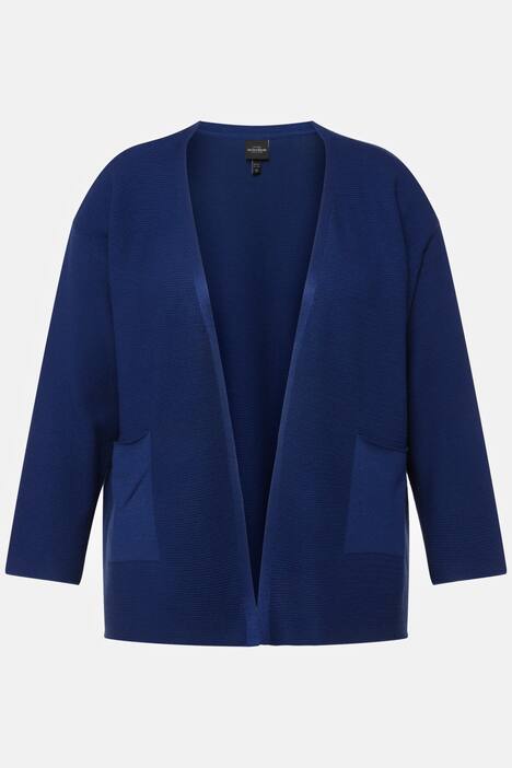 Cardigan, tværribber, oversized, V-udskæring, 3/4-ærmer