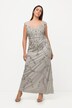 Robe à bretelles, paillettes, ligne en A, encolure en V, sans manches