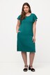 Robe midi, rayures scintillantes, col rond, manches courtes papillon