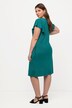 Robe midi, rayures scintillantes, col rond, manches courtes papillon