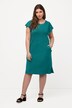 Robe midi, rayures scintillantes, col rond, manches courtes papillon