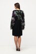 Robe, fleurs, manches en mousseline, encolure en V, manches longues