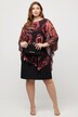 Robe, doublure, fleurs, col rond, manches 3/4