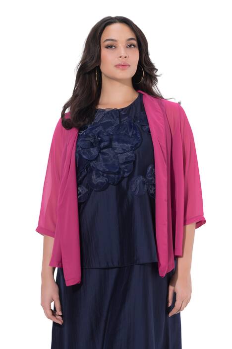 Šifonová bunda, oversize, šálový límec, 3/4 rukávy