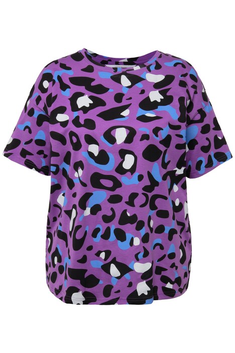 Tričko, oversize, leopardí potisk, kulatý výstřih, krátké rukávy