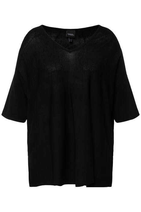 Svetr, oversize, výstřih do V, krátké rukávy