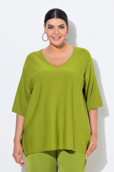 Pull oversized avec col V et manches courtes