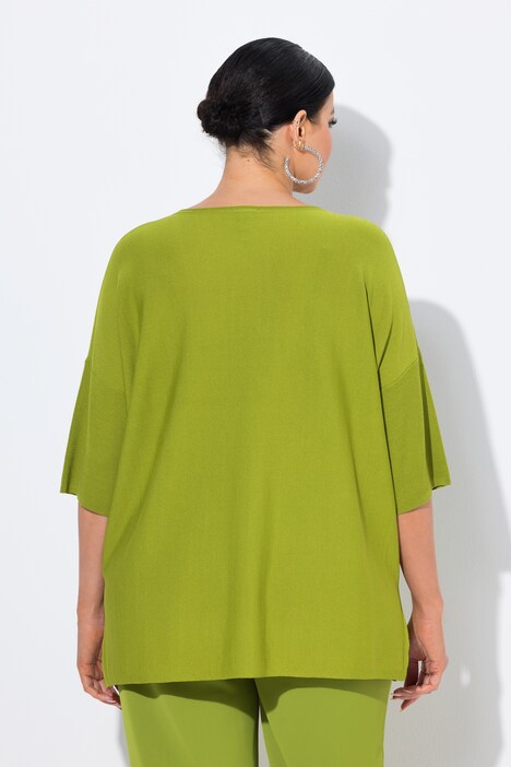Pull oversized avec col V et manches courtes