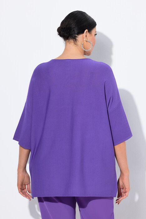 Pull oversized avec col V et manches courtes