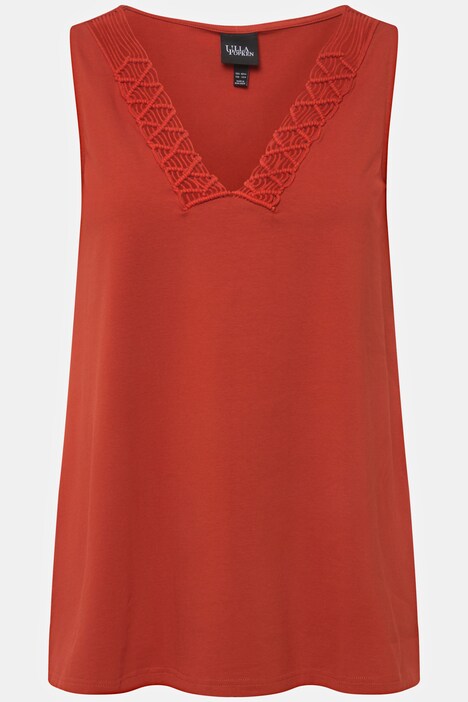 Woven Trim V-Neck Tank Top