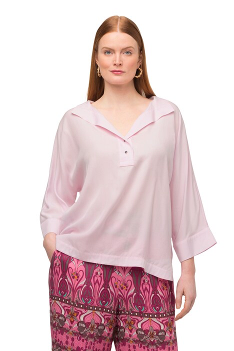 Halenka, oversize, stojáček, krátké rukávy, tencel