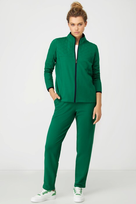 Sweatjacke, Stehkragen, Steppeinsatz, Reißverschluss