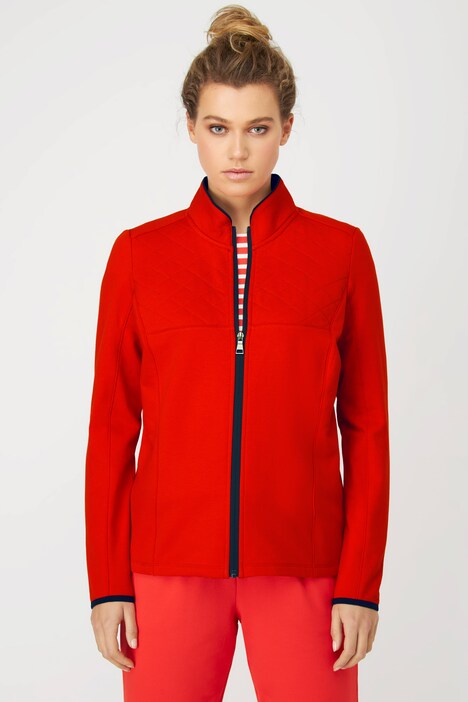 Sweatjacke, Stehkragen, Steppeinsatz, Reißverschluss
