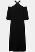 Robe midi à manches longues. Silhouette en A. Fermeture sur la nuque et fente sur le côté.