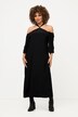 Robe midi à manches longues. Silhouette en A. Fermeture sur la nuque et fente sur le côté.