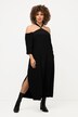Robe midi à manches longues. Silhouette en A. Fermeture sur la nuque et fente sur le côté.