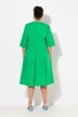 Robe midi plissée, col tunisien et manches 3/4, coupe évasée