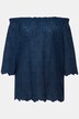 Carmenbluse, uden skulder, A-linje, blonder, halværmer