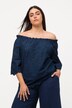 Carmenbluse, uden skulder, A-linje, blonder, halværmer
