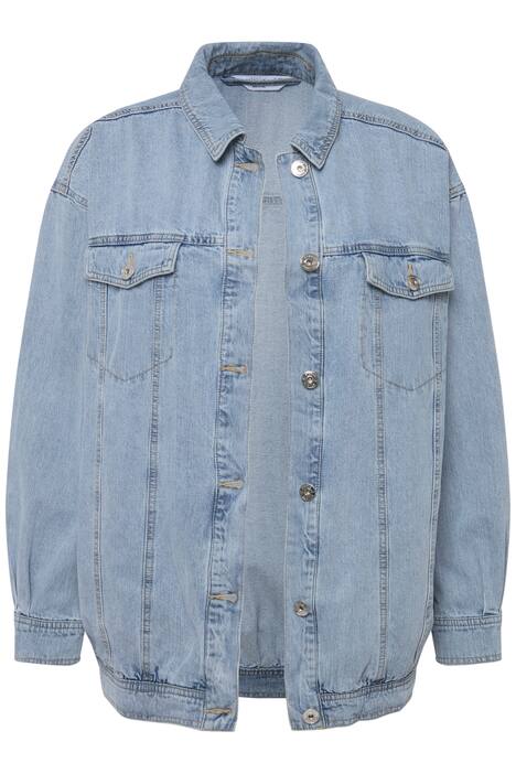 Džínová bunda, oversize, límeček, 4 kapsy, dlouhé rukávy