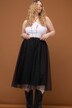 tule rok, A-lijn, dubbellaags mesh, glitters, elastische band