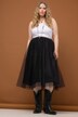 tule rok, A-lijn, dubbellaags mesh, glitters, elastische band
