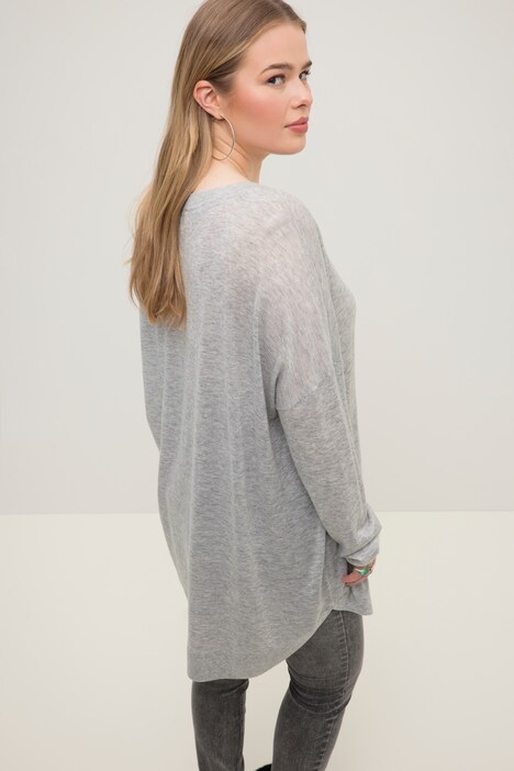 Pullover, Boxy Fit, Rundhals, Langarm, Wollmix