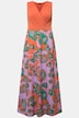 maxi jersey jurk, bloemen, V-hals, mouwloos