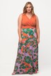 maxi jersey jurk, bloemen, V-hals, mouwloos