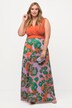 maxi jersey jurk, bloemen, V-hals, mouwloos