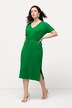 Midikleid, Strukturjersey, V-Ausschnitt, Halbarm