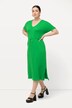 Midikleid, Strukturjersey, V-Ausschnitt, Halbarm