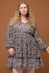 Paisley Layered Elastic Waist Long Sleeve Dress
