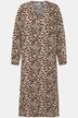 Kaftan Midi-Kleid, A-Line, Leo Print, V-Ausschnitt, Langarm