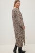 Kaftan Midi-Kleid, A-Line, Leo Print, V-Ausschnitt, Langarm