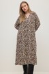 Kaftan Midi-Kleid, A-Line, Leo Print, V-Ausschnitt, Langarm