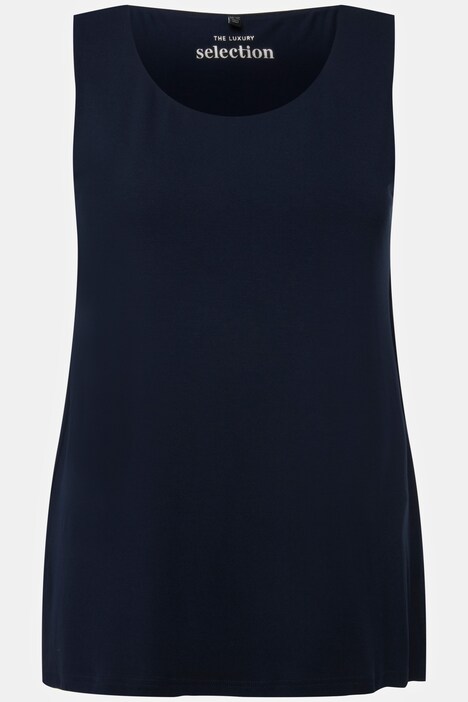Top, cuello redondo, sin mangas, aberturas laterales, parte delantera semidoblada