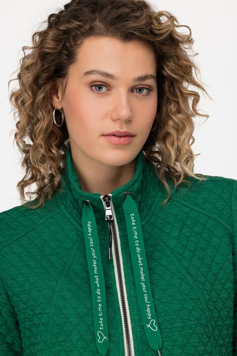 Sweatjacke, Rautenstepp, Stehkragen, Reißverschluss