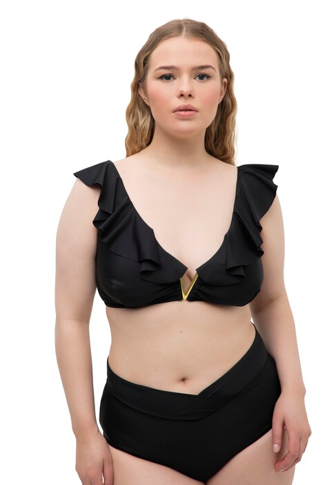 Bikiny top, měkké košíčky, průstřih do V, volány