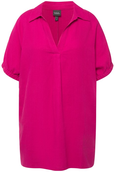 Halenka, lněná směs, oversize, límeček, krátké rukváy