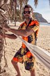Camicia da spiaggia dalla vestibilità cubana con mezze maniche, stampa floreale e colletto alla cubana