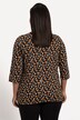 T-shirt, coupe évasée, imprimé entier, col V, manches 3/4