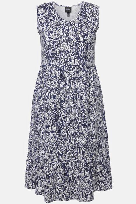 Robe en jersey sans manches. Imprimé, col en V et ligne en A.