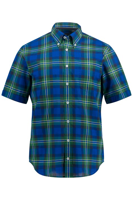 Check shirt, short sleeve, button-down collar, modern fit