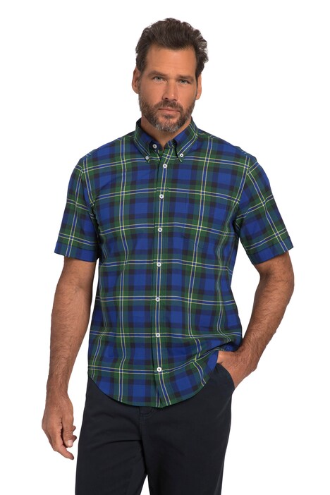 Check shirt, short sleeve, button-down collar, modern fit